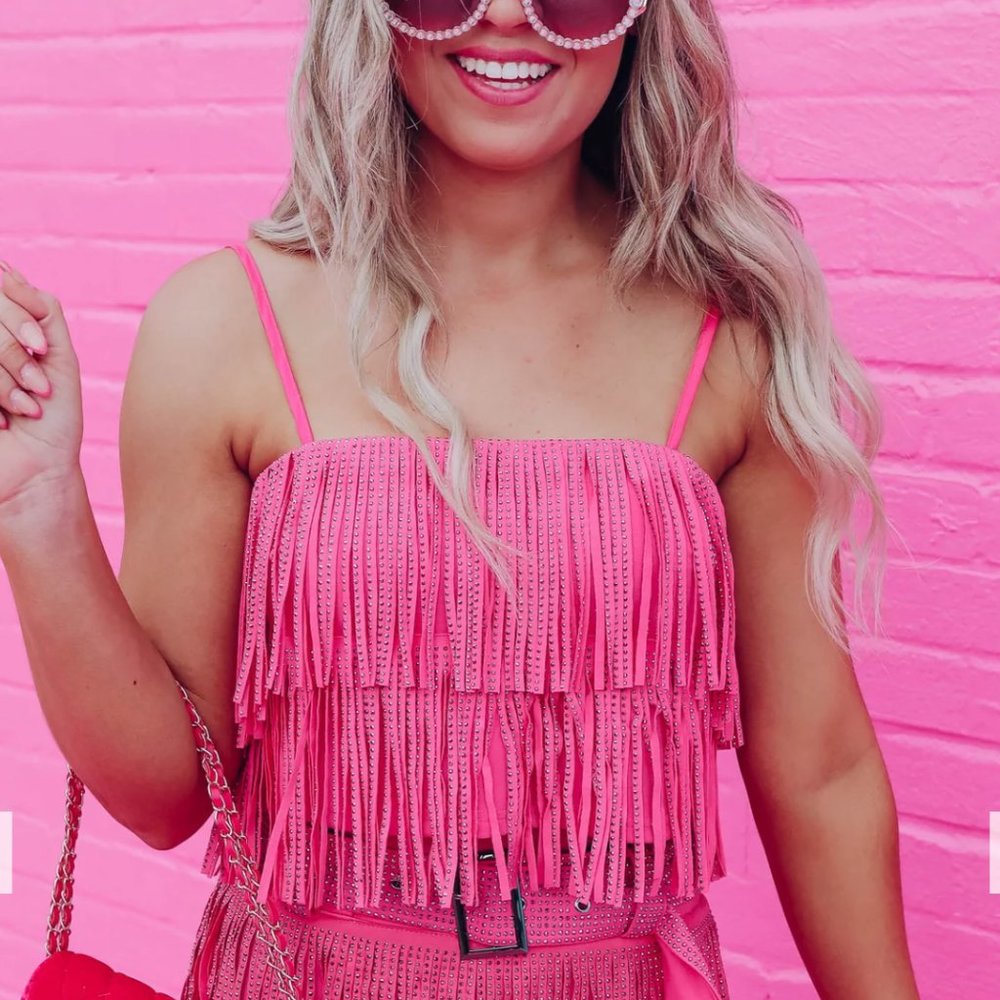 Rhinestone Diva Fringe Crop Top
